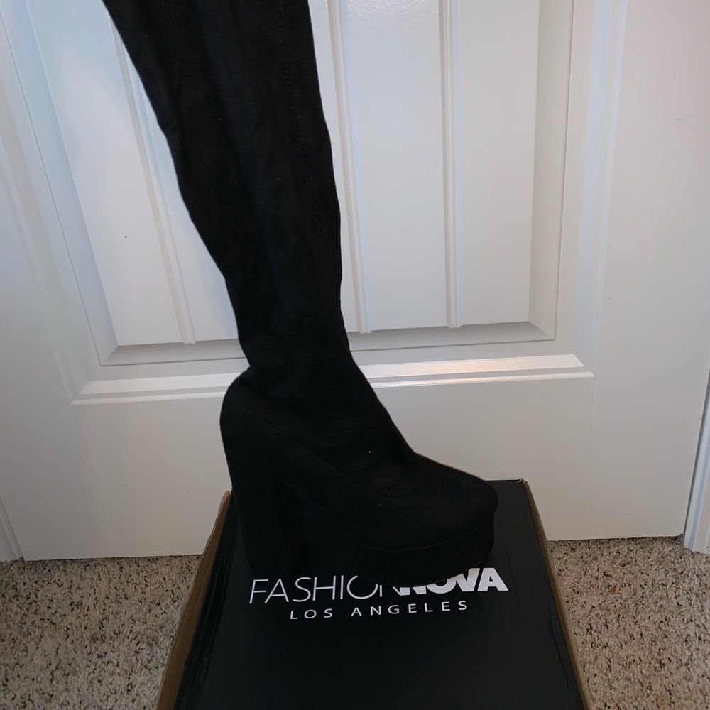 Black platform boots